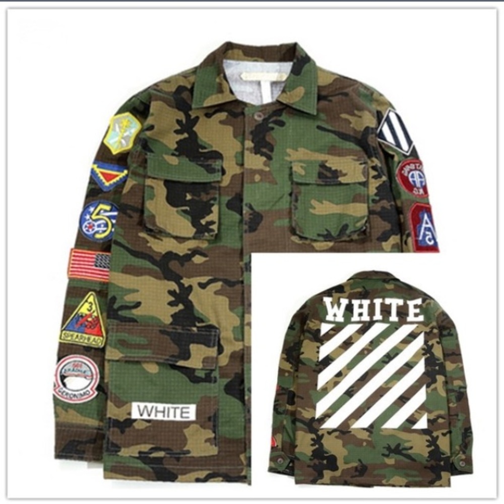 White men & women camouflage military jacket coat