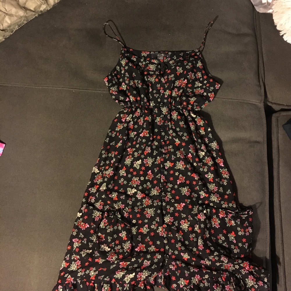 Floral ruffle button down mini dress