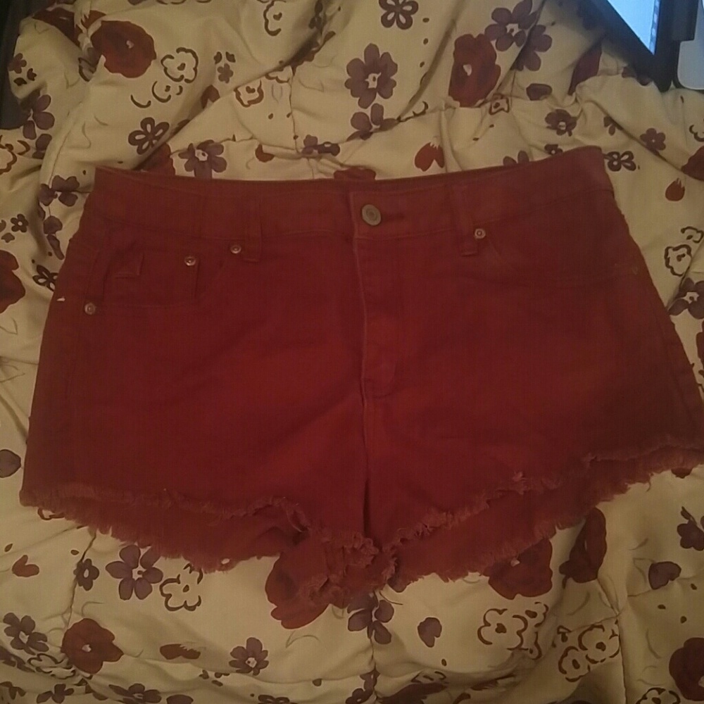 Rue 21 Maroon High Waisted Shorts Sz 13/14