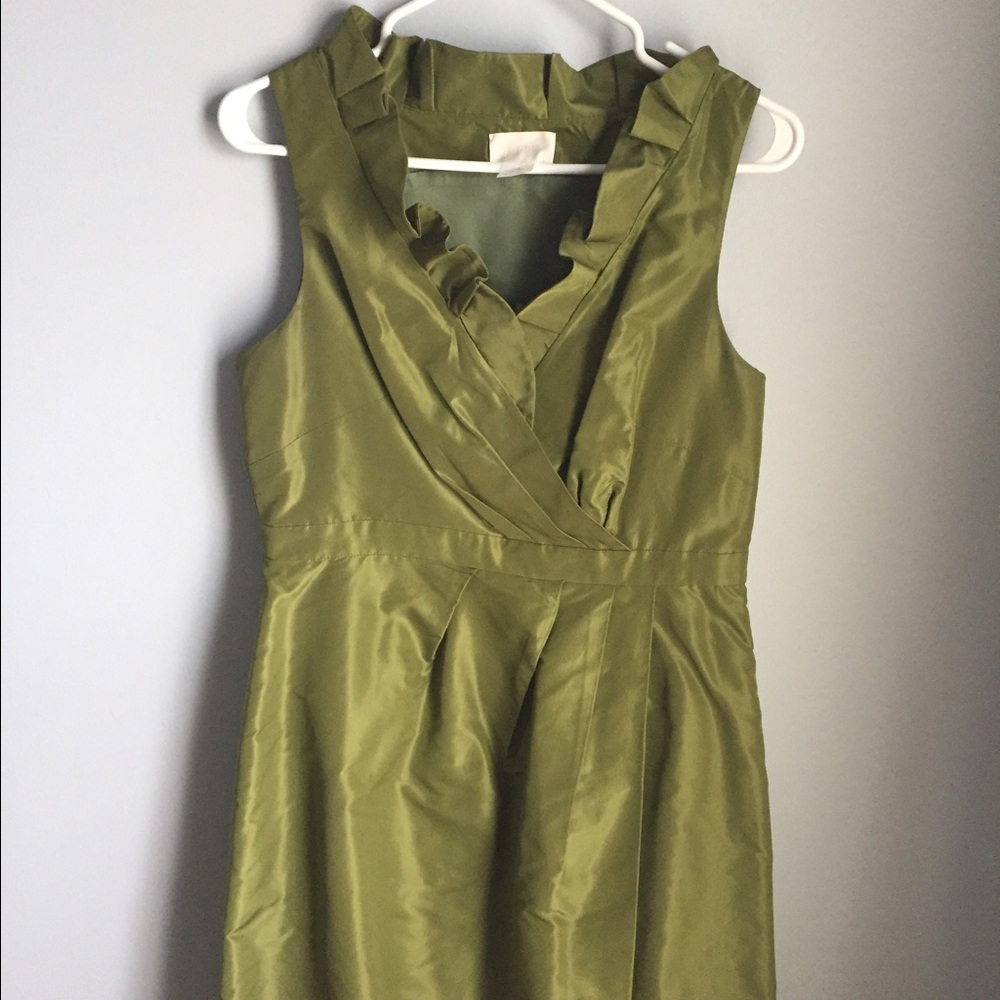J Crew silk ruffle neck dress