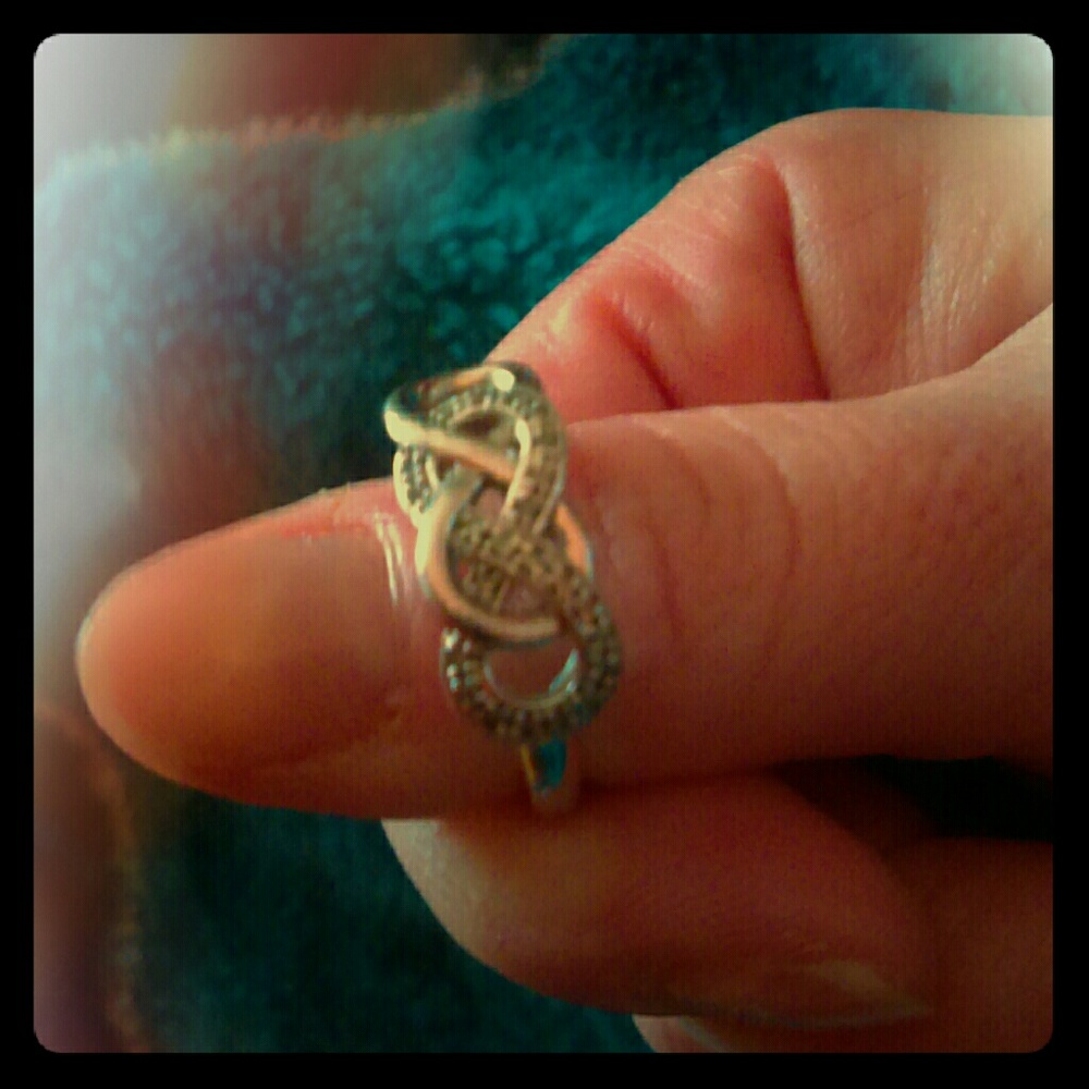 Sterling Silver infinity promise ring w diamond ch