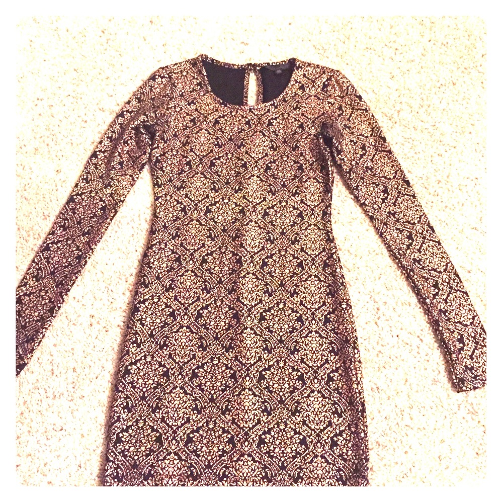 Urban Outfitters Gold Patterned Bodycon Dress