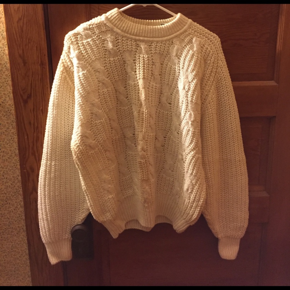White semi stained sweater