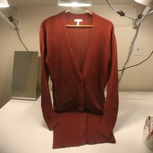 Rust Red Long Cardigan