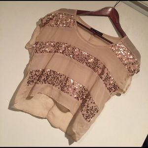 Chiffon Sequin Box Shirt by HeartSoul