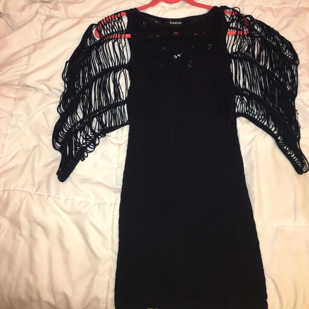 Bebe Black Fringe Dress
