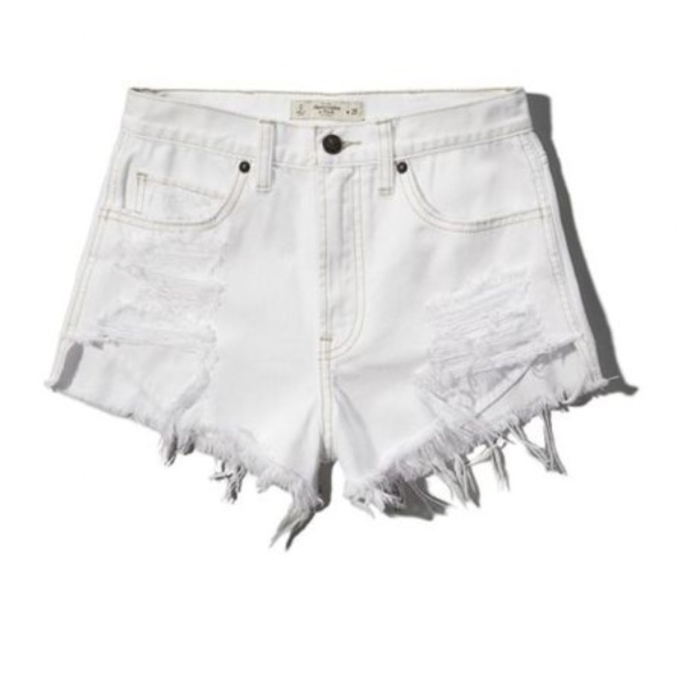 Abercrombie & Fitch White distressed shorts
