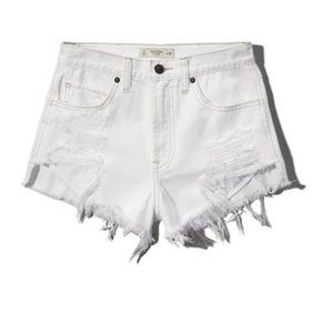 Abercrombie & Fitch White distressed shorts