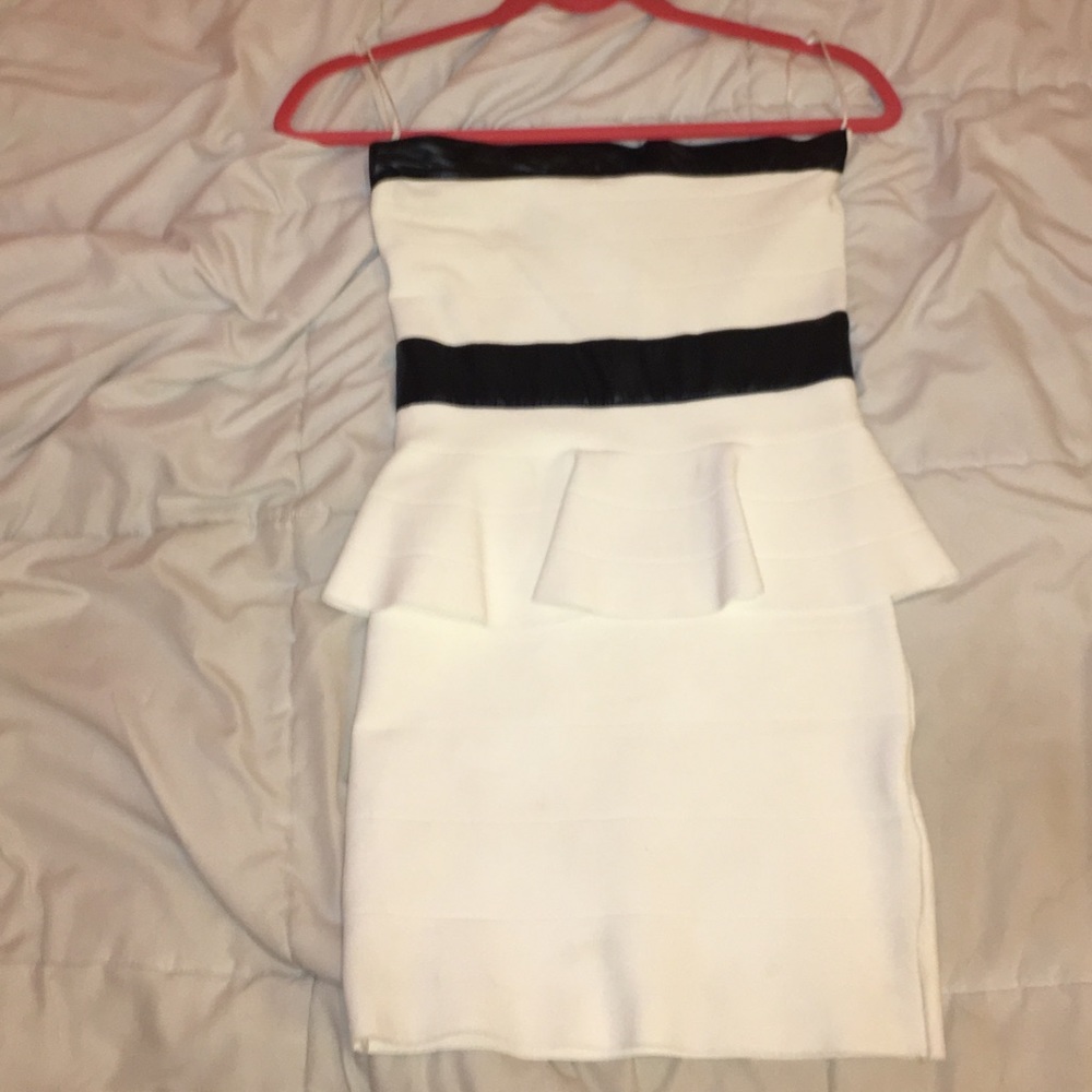 Black and White Bebe Peplum Dress