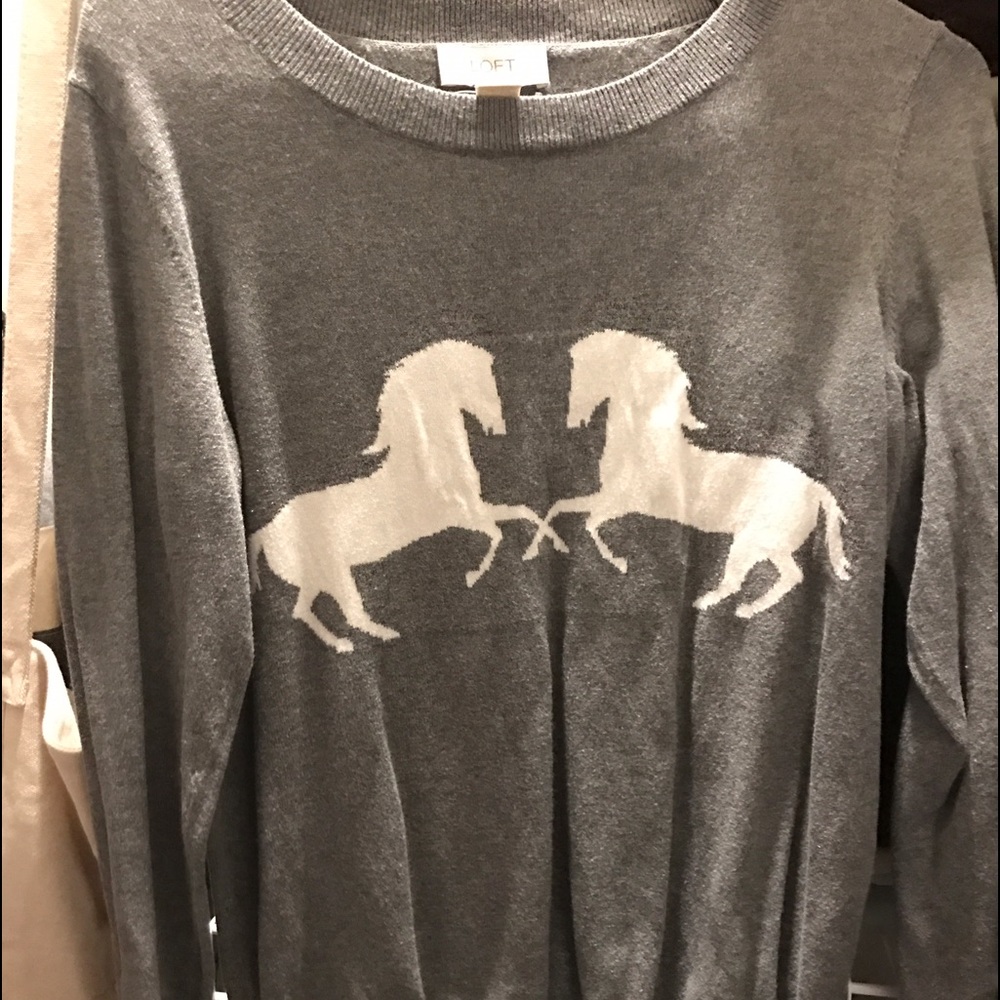 LOFT gray crew neck