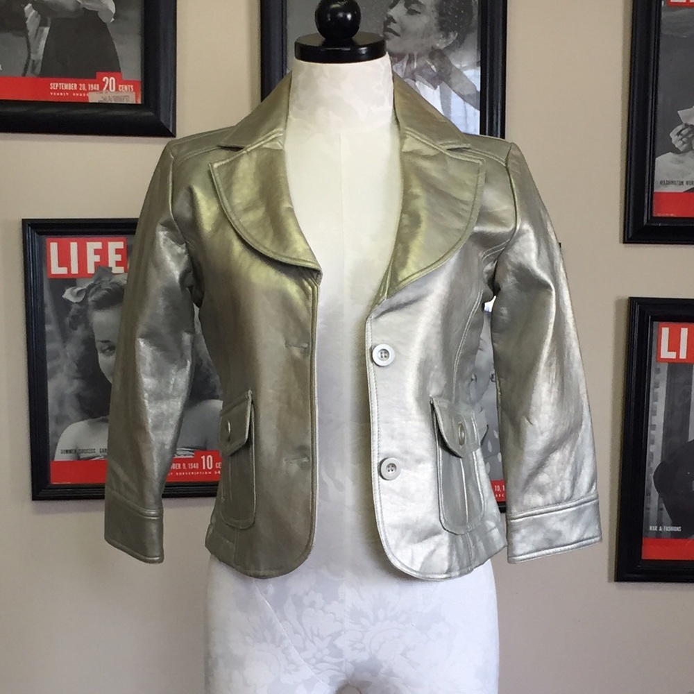 Ashley Silvery Metallic FAUX Leather Jacket
