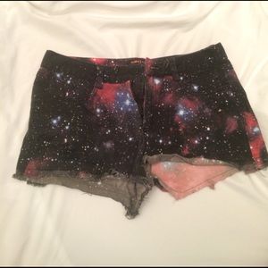 ~SOLD~ Galaxy patterned denim shorts