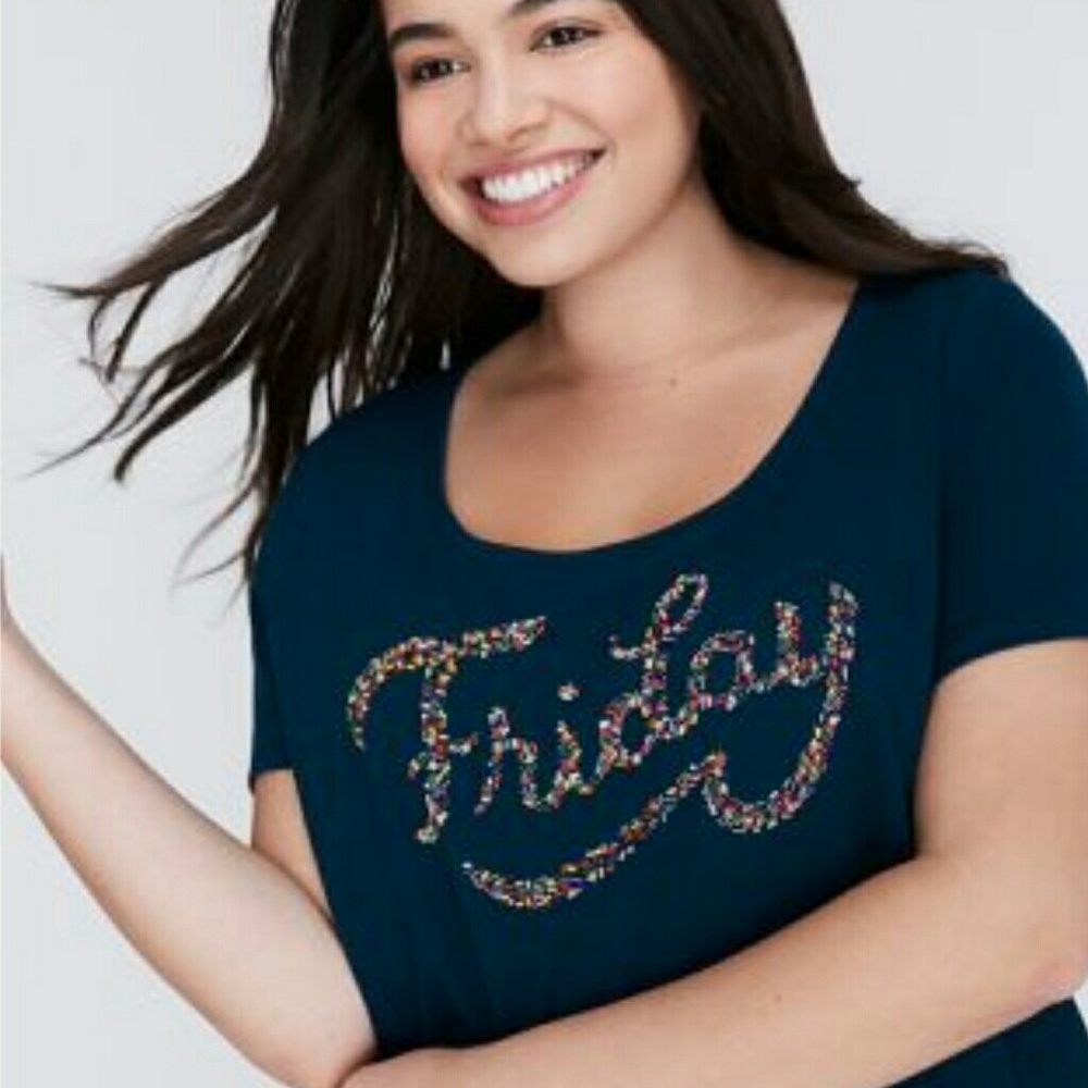 New shirt BEADED GRAPHIC TEE FRIDAY 1x 2x xl xxl - Picture 2 of 7