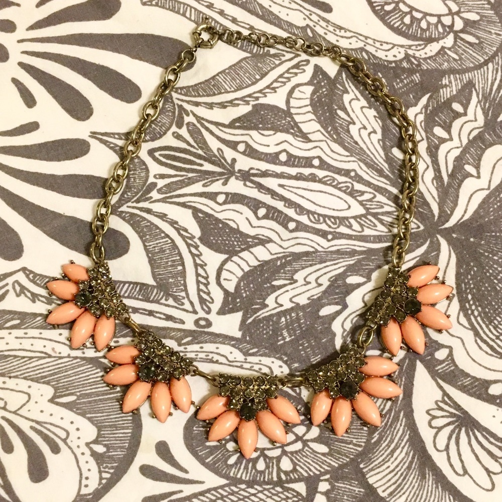 Coral and deep gray statement necklace