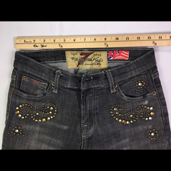 7 For All Mankind Dark Denim Wash Boot Cut Jeans Size 26 R - Picture 2 of 8