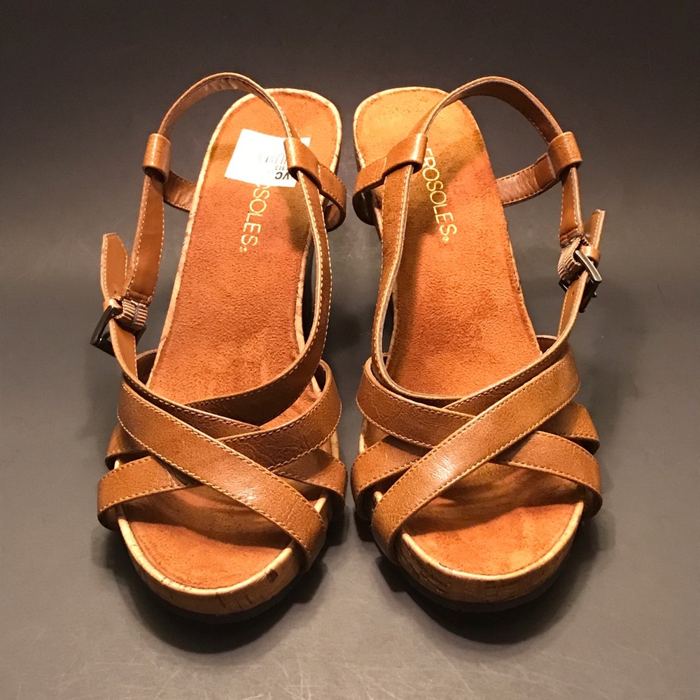 Aerosoles Light Brown Strappy Wedge Heel Sandals