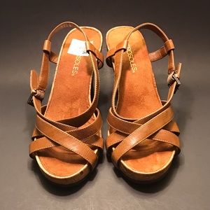 Aerosoles Light Brown Strappy Wedge Heel Sandals