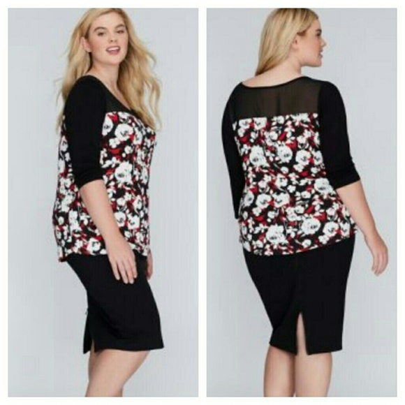 New top shirt sheer york floral black tee 22 24 3x - Picture 2 of 7