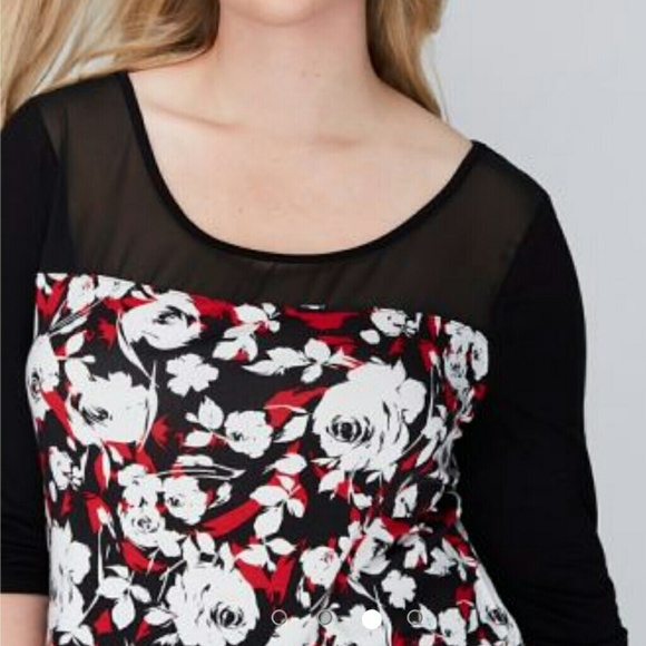 New top shirt sheer york floral black tee 22 24 3x - Picture 3 of 7