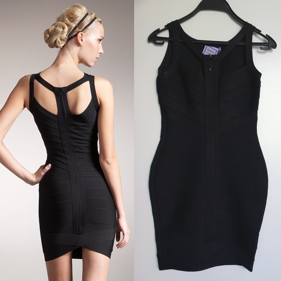 Back-Cutout Reversible Bandage Stretch Dress - Picture 2 of 8