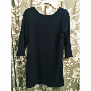 Zara Navy Long Sleeved Shirt Dress with Open Back