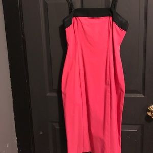 Hot pink and black pencil dress