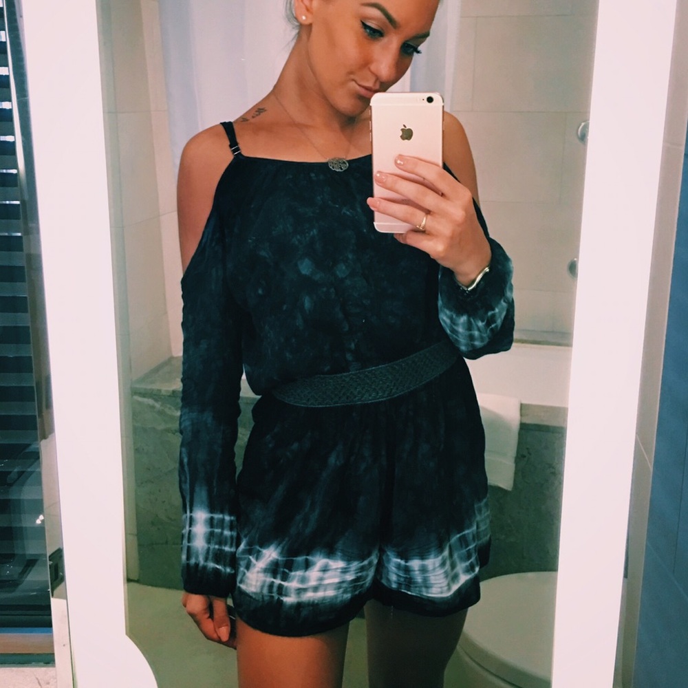 Boutique Black/Gray Tie Dye Romper size S/M