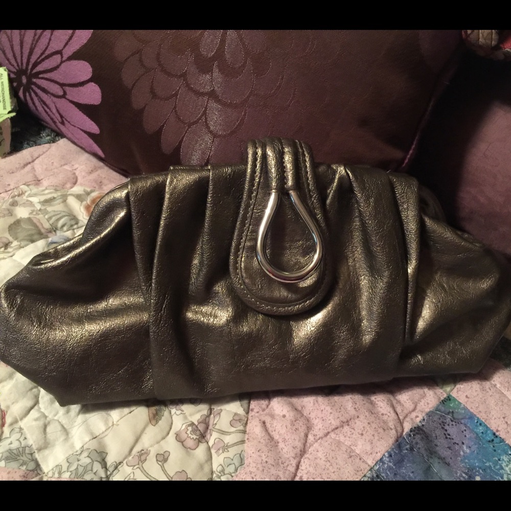 Bronze color leather evening bag