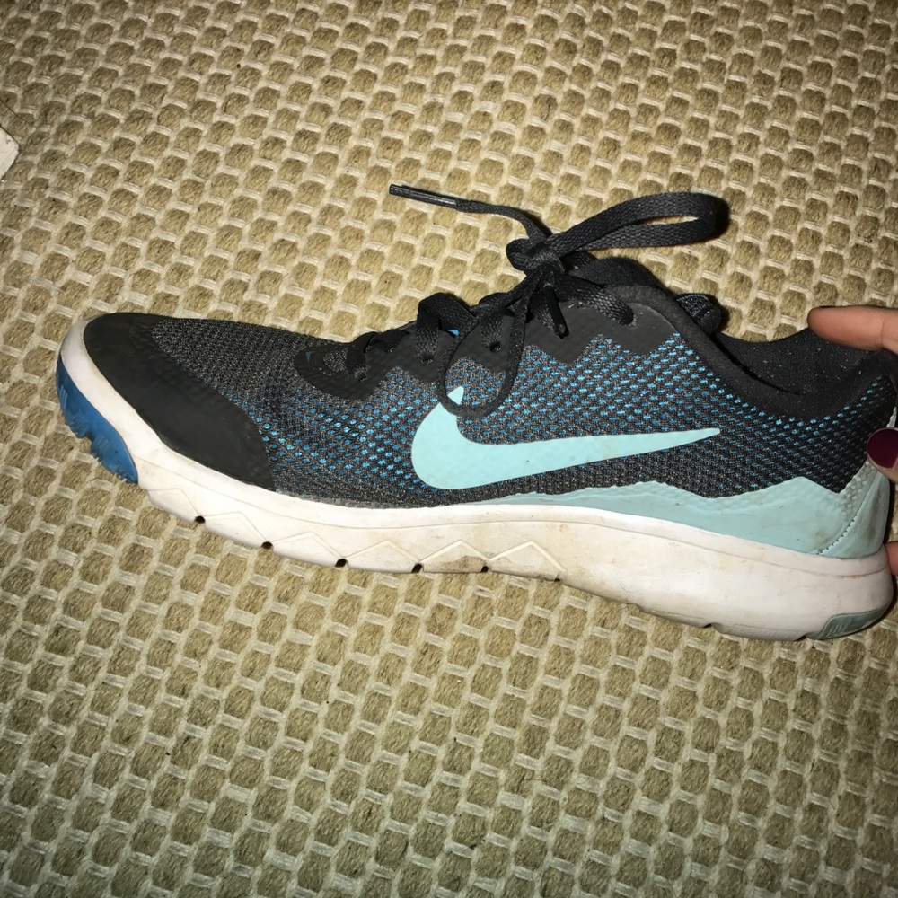 Grey and blue Nikes
