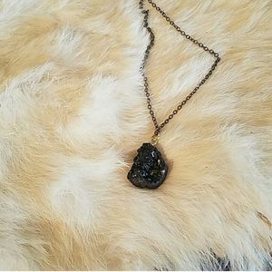 Black Sparkly Druzy Necklace