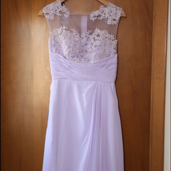 Lilac Lace/Chiffon Knee-length Dress - Picture 1 of 9