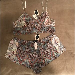 Victoria Secret Silk Bralette and Short set