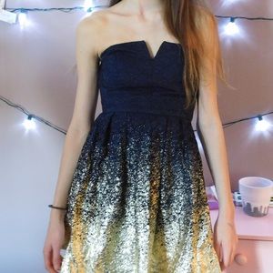 Navy Blue Strapless Dress