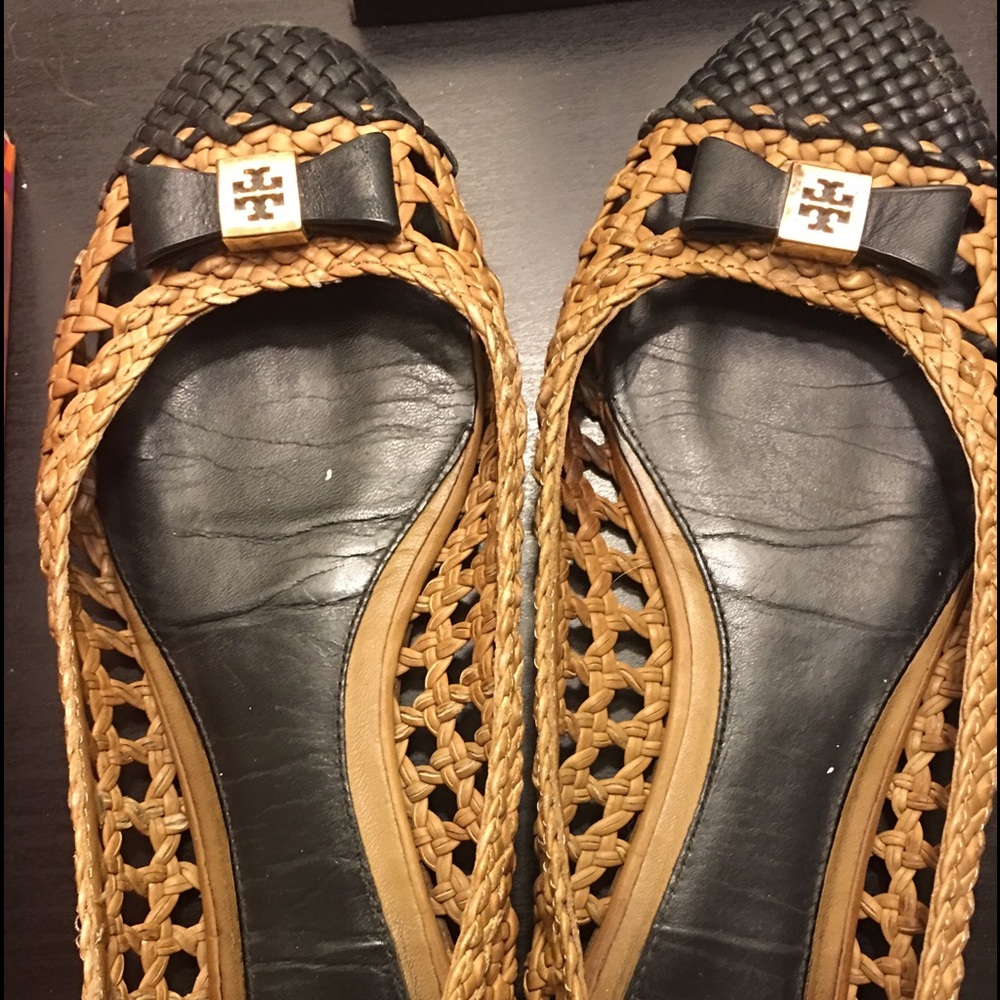Sand/Black Carlyle Woven Leather Ballerina Flat