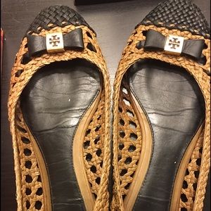 Sand/Black Carlyle Woven Leather Ballerina Flat