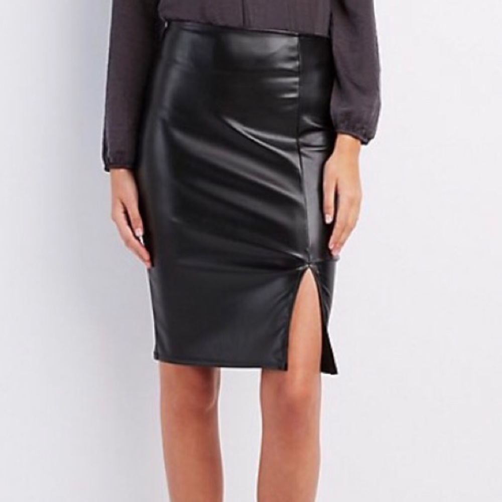 Faux leather pencil skirt