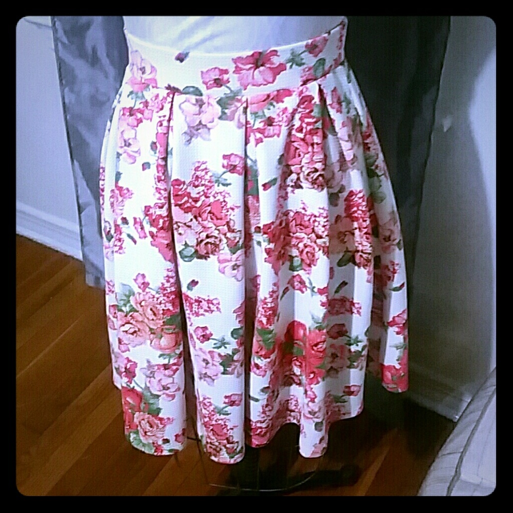 Peach Coral Flowery Skirt