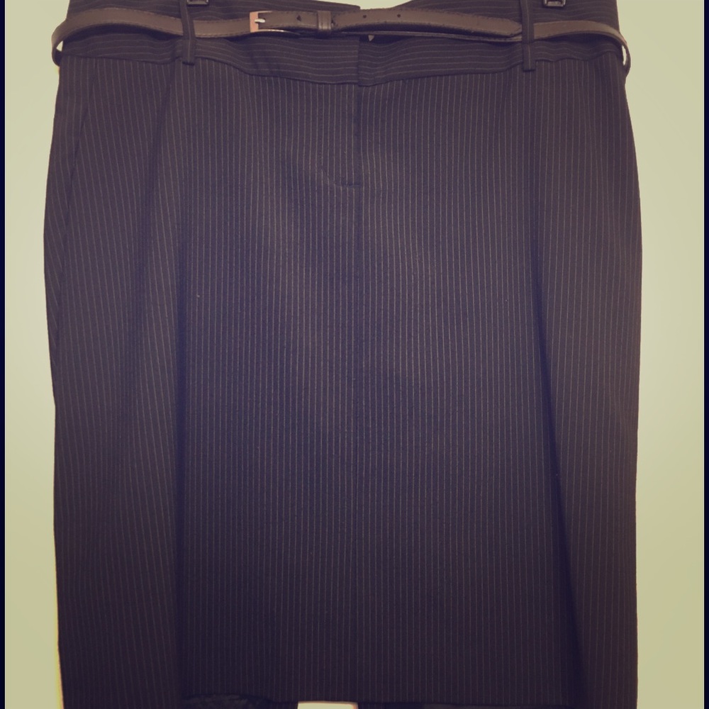 Express pinstripe Pencil Skirt skinny belt size 10