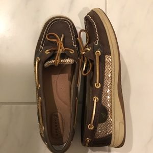 Brown and Gold Sperrys