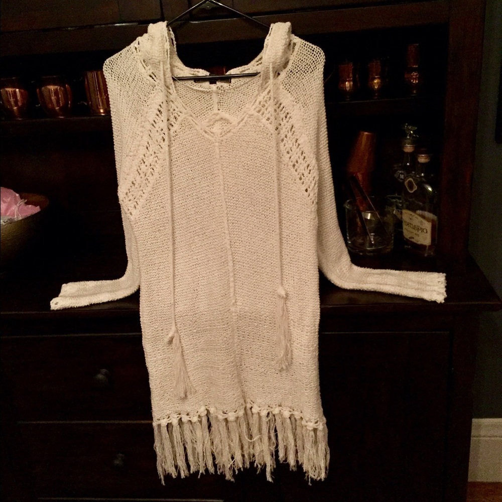 Boho Hooded Sweater with Tassels.