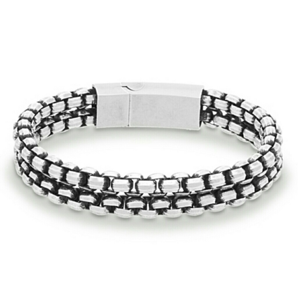 STEVE MADDEN DOUBLE ROW ROUND BOX CHAIN BRACELET