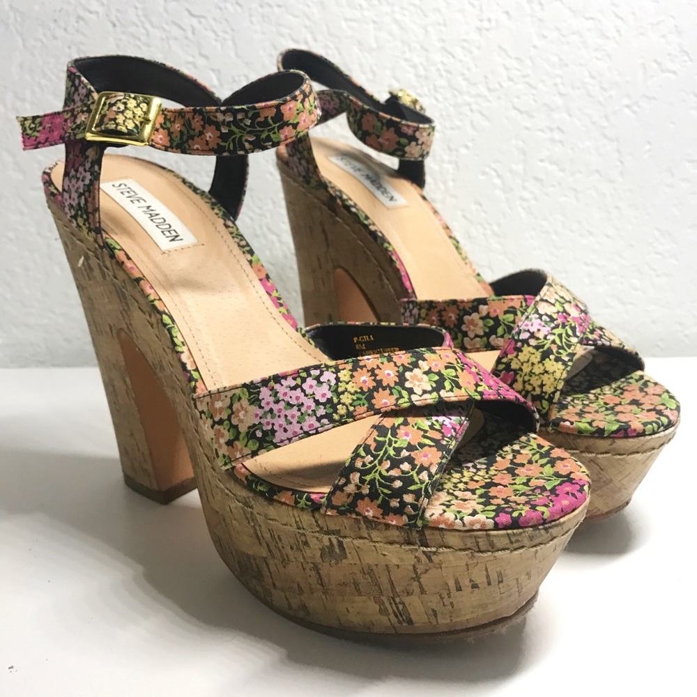 Steve Madden Multi Floral Platform Heels