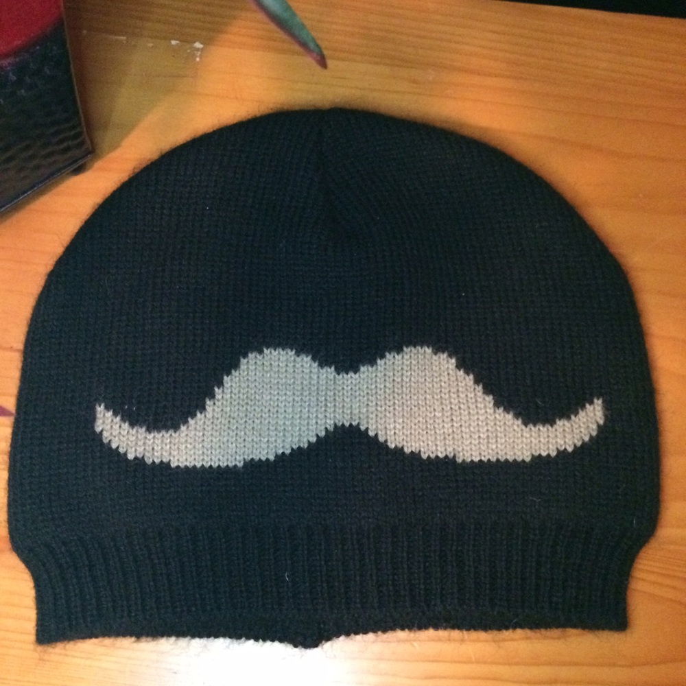 Mustache beanie.