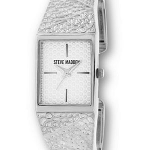 STEVE MADDEN HAMMERED GEO METAL CUFF WATCH