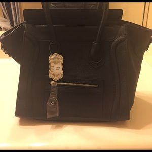 Celine style black structured handbag