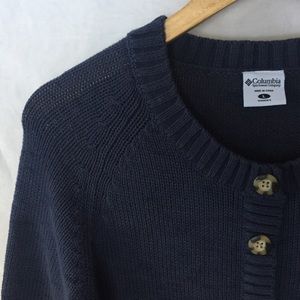 ⬇️ Blue Columbia Sweater with 3/4-length Sleeves
