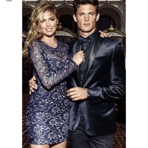 Blue Lace Frosted Express Fitted Dress