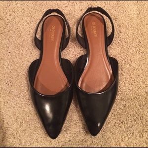 Old Navy Faux Patent Leather Black Slingbacks