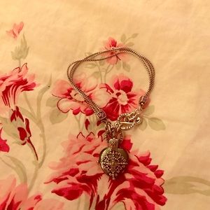 Brighton pewter + silver heart bracelet