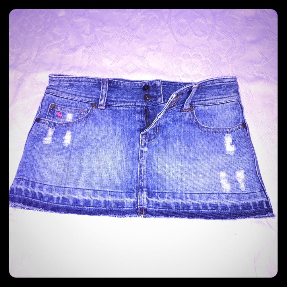 Mini stressed jean skirts